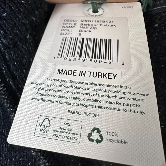 Barbour Men's Essential Tisbury Half Zip Lambswool Blend Sweater, Size Sm, Black - Picture 11 of 14